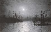 Atkinson Grimshaw Nightfall down the Thames Spain oil painting artist